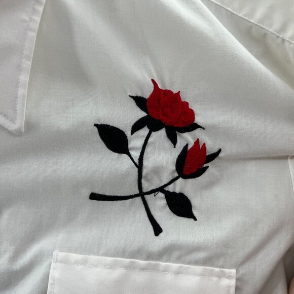 Vintage Karman Pearl Snap Shirt Mens XL Floral Embroidered Western Cowboy * - Picture 4 of 8